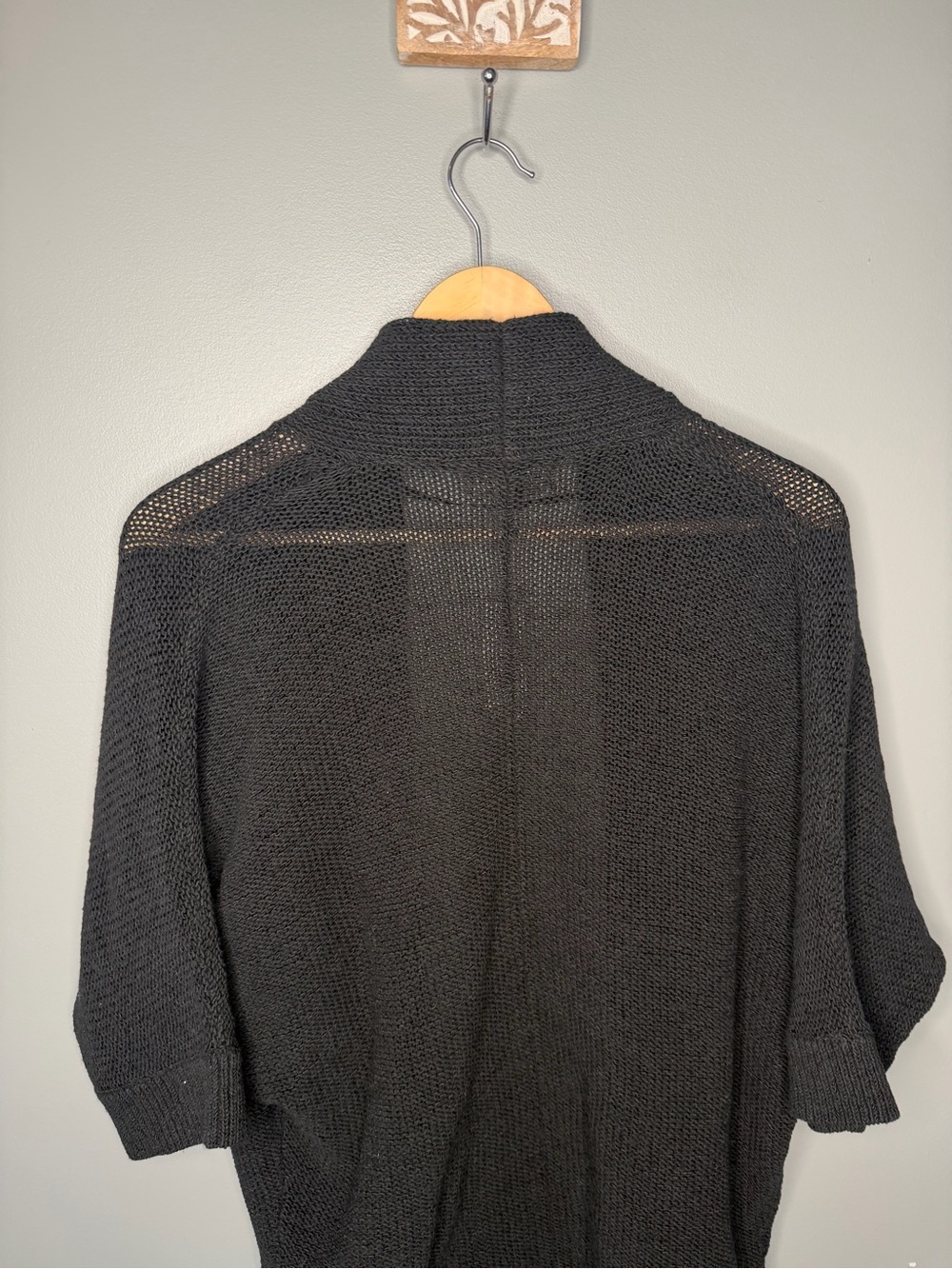 NWT Banana Republic Open Knit Jersey Stitch Ribbed Shawl Collar Cardigan - Black - Picture 6 of 11